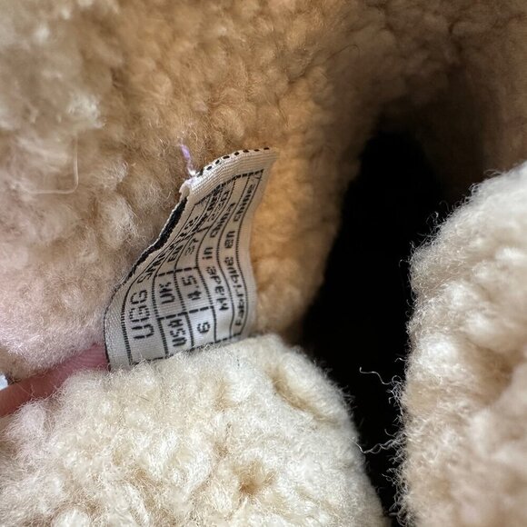 UGG Cove Brown Leather Winter Shearling Ankle Boots Size 6 - Picture 7 of 7